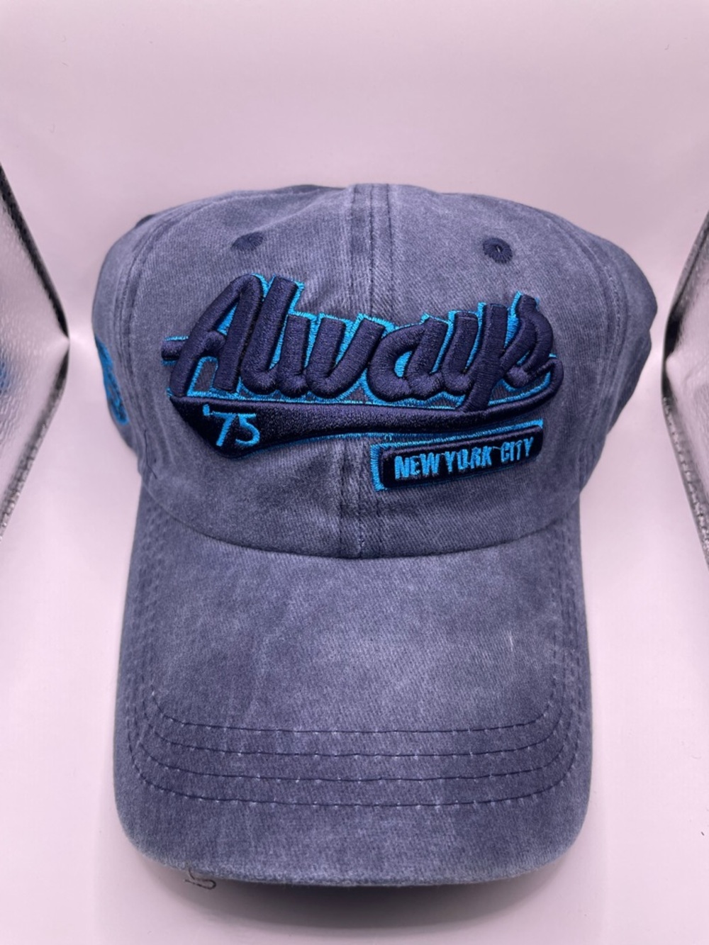 Always Navy Blue Baseball Cap with Teal Embroidery